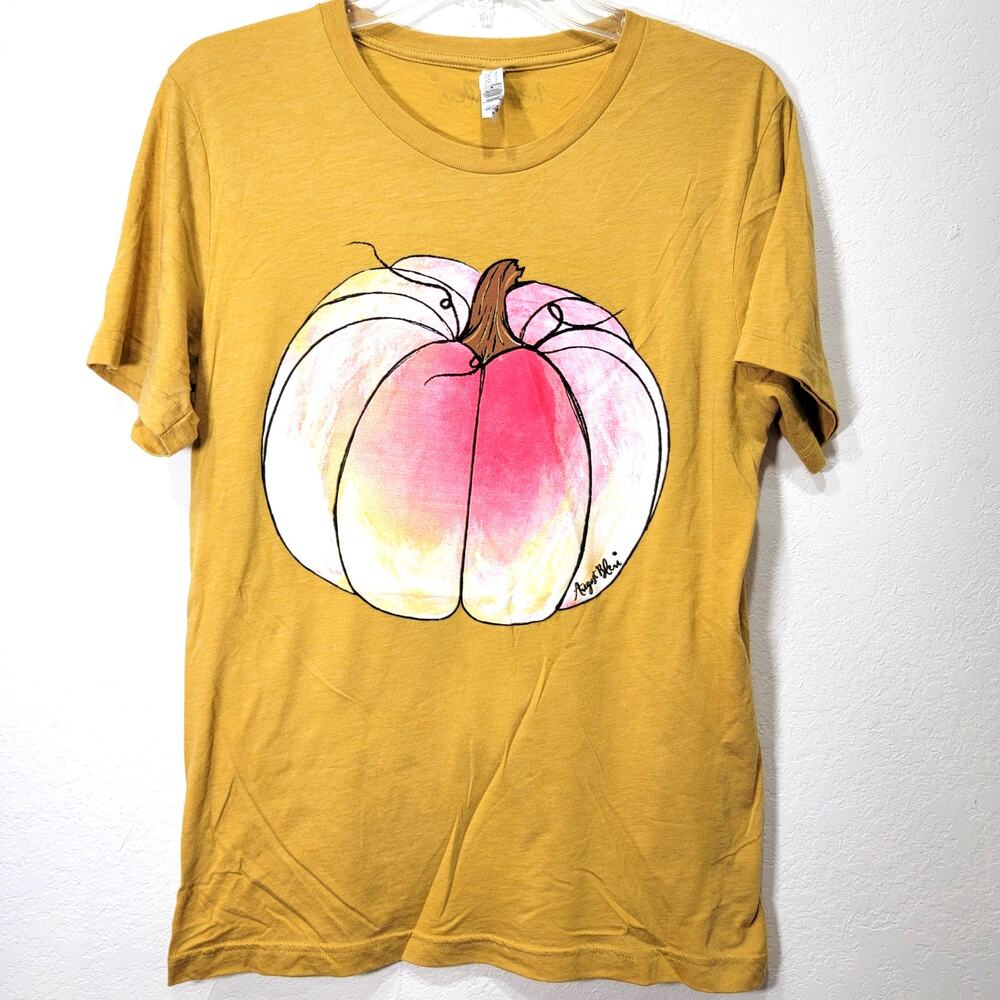 August Bleu Pumpkin Tee Shirt Painted Art M Halloween Fall Thanksgiving Medium